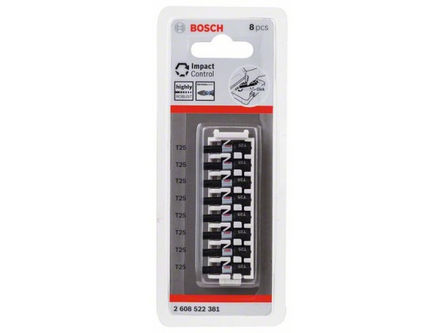 8-delni komplet vijačnih nastavkov Bosch PRO Torx Impact, T25, 25mm, 2608522381